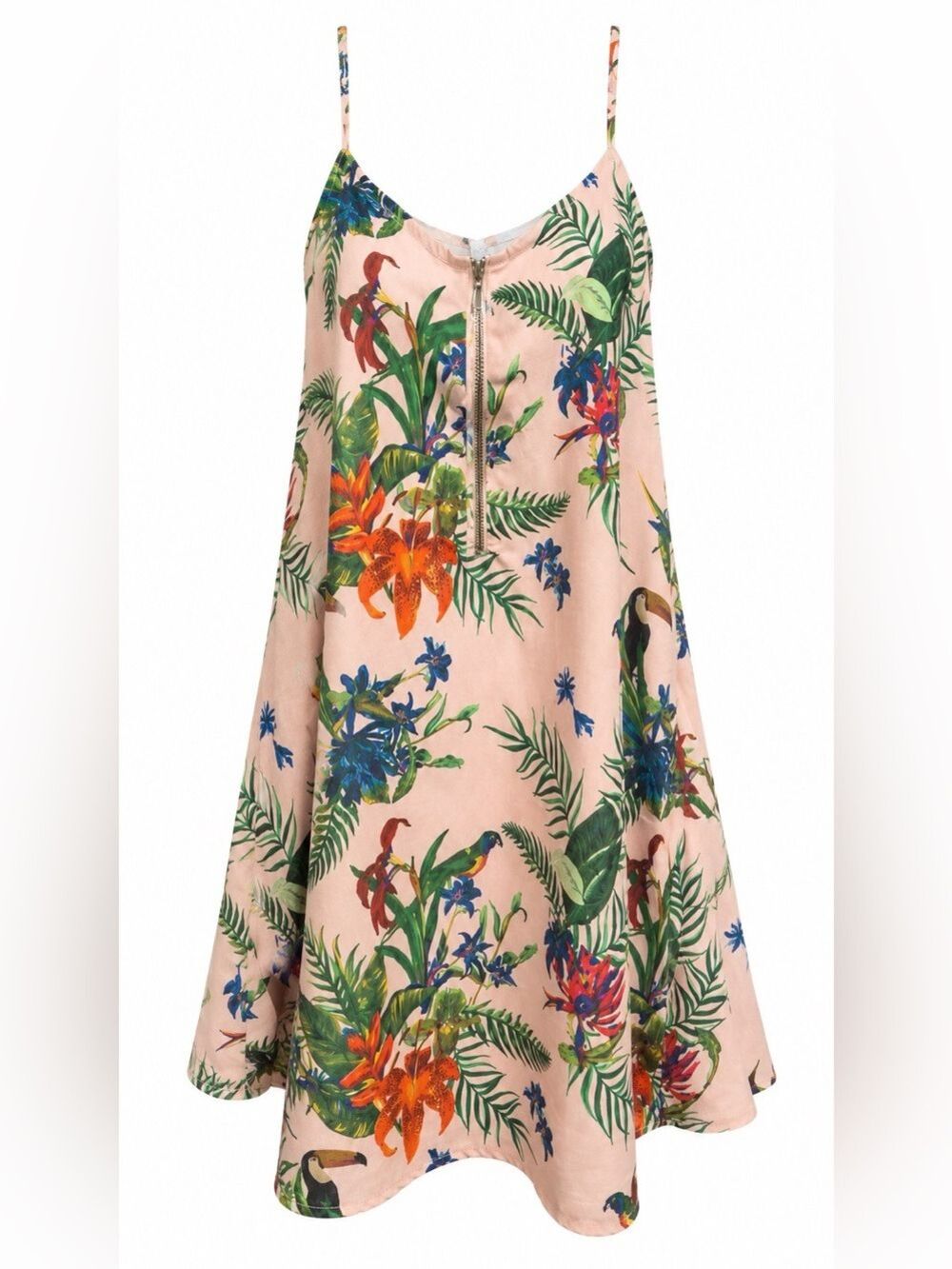 •Hangar 29 Tropical Floral Cami Tank Top Pink Zip Front | Large - Picture 2 of 10